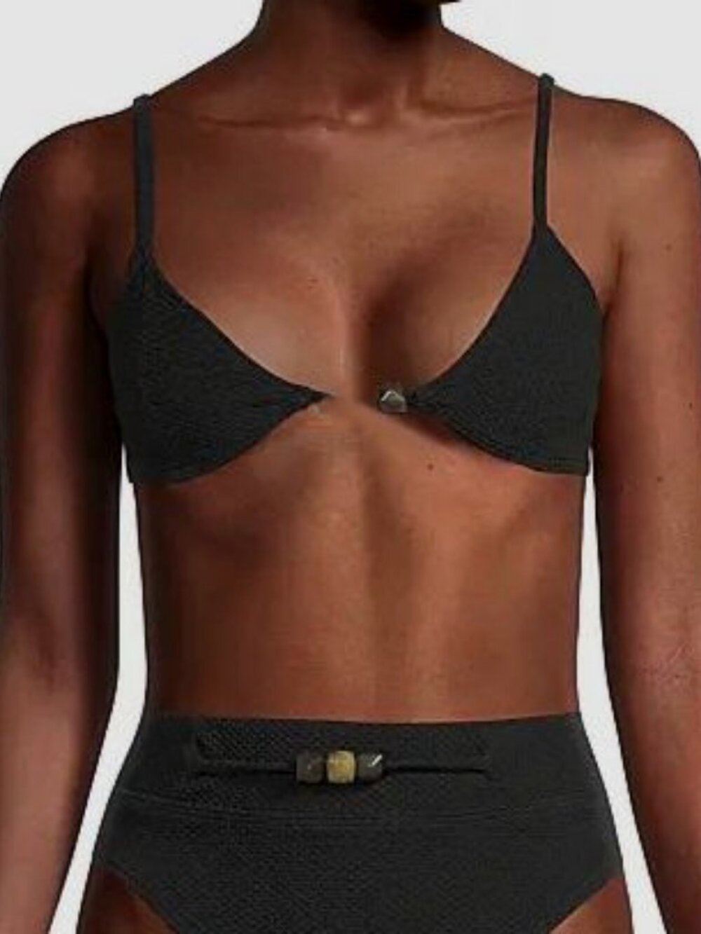 Suboo Women Black Kaia Beaded Bralette Bikini Top Size L